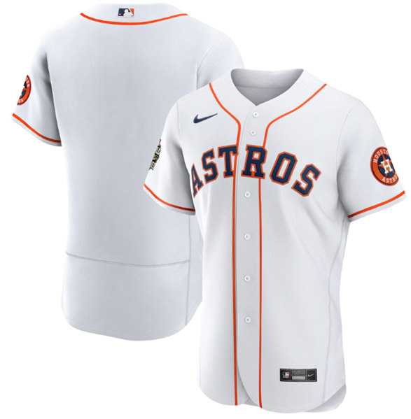 Men%27s Houston Astros Blank White 2022 World Series Flex Base Stitched Baseball Jersey